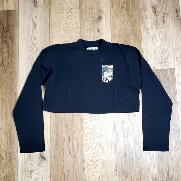 Frankie B Jenny Black Crop Long Sleeve Top - Picture 5 of 6